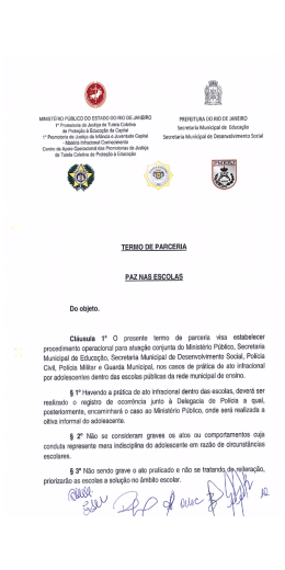 Termo de Parceria Paz nas Escolas, assinado no Encontro Estadual