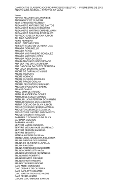 CANDIDATOS CLASSIFICADOS NO PROCESSO SELETIVO – 1º