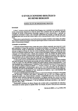 ARTIGO: O evolucionismo biol&oacute;gico de Henri Bergson