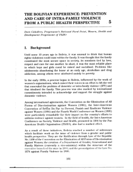 THE BOLIVIAN EXPERIENCE: PREVENTION