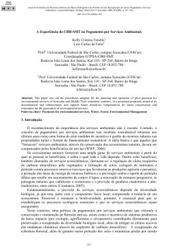A Experiência do CBH-SMT no Pagamento por Serviços