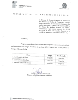PORTARIA Nf` 16.71 DE 18 DE SETEMBRO DE 2014. A