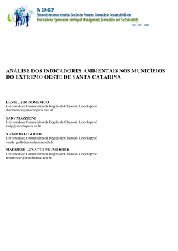 an&aacute;lise dos indicadores ambientais nos munic&iacute;pios do