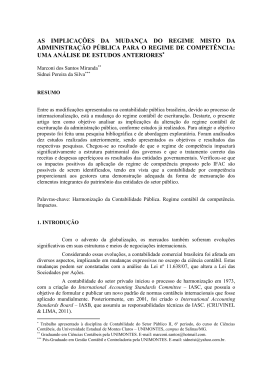 as implica&ccedil;&otilde;es da mudan&ccedil;a do regime misto da administra&ccedil;&atilde;o