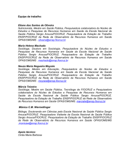 Diagn&oacute;stico dos Recursos Humanos em Sa&uacute;de