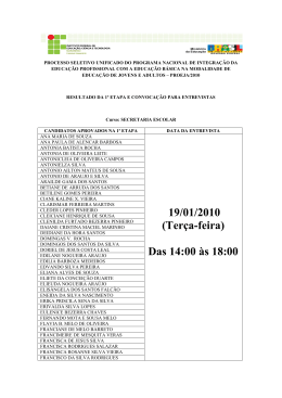 19/01/2010 (Ter&ccedil;a-feira) Das 14:00 &agrave;s 18:00