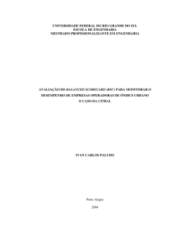 Avalia&ccedil;&atilde;o do Balanced Scorecard (BSC) para monitorar o
