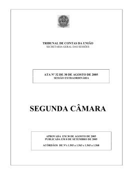 SEGUNDA C&Acirc;MARA - Tribunal de Contas da Uni&atilde;o