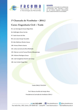 3ª Chamada do Vestibular – 2014.2 Curso: Engenharia