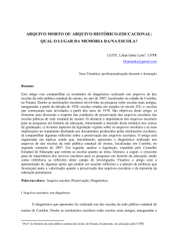 qual o lugar da memória da/na escola?