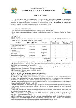 ESTADO DE RORAIMA UNIVERSIDADE ESTADUAL DE