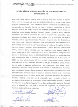 ata da décima segunda reunião da junta eleitoral do sindieletro-mg