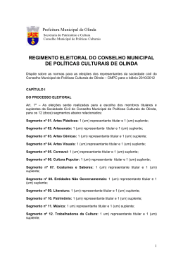 Regimento Eleitoral do Conselho Municipal de Políticas Culturais