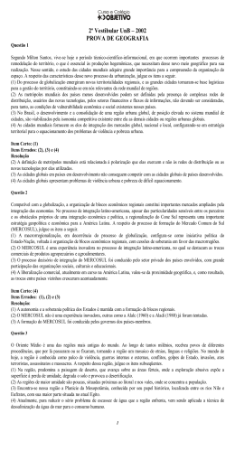2&ordm; Vestibular UnB &ndash; 2002 PROVA DE GEOGRAFIA