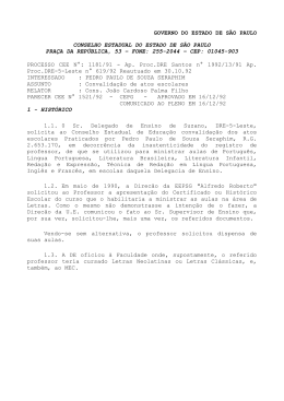 GOVERNO DO ESTADO DE S&Atilde;O PAULO CONSELHO ESTADUAL