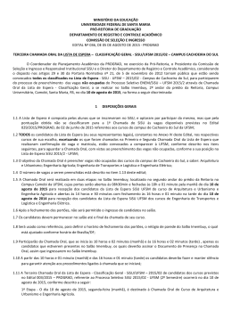 Terceira Chamada Oral - Edital SiSU UFSM - Segunda
