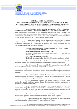 Edital n. 16/2014 - Convoca&ccedil;&atilde;o para Prova de T&iacute;tulos
