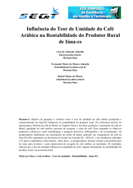 Influ&ecirc;ncia do Teor de Umidade do Caf&eacute; Ar&aacute;bica na