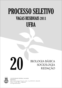 Prova - Vagas Residuais- UFBA - Universidade Federal da Bahia