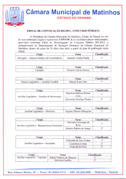 Edital de Convocação 001 - Câmara Municipal de Matinhos