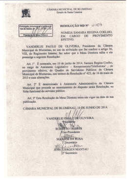 Resolu&ccedil;&atilde;o MD n&ordm; 2107, de 10 - C&acirc;mara Municipal de Blumenau