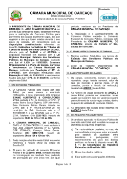 Edital Concurso Carea&ccedil;u - C&acirc;mara Municipal de Carea&ccedil;u