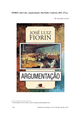 FIORIN, José Luiz. Argumentação. São Paulo: Contexto, 2015. 272 p.