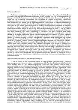 A formao histrica e cultural do Vale do Paraba