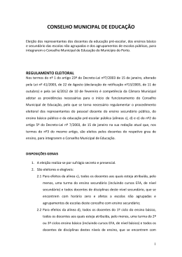 Regulamento eleitoral do Conselho Municipal de Educação