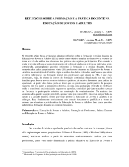reflexões sobre a formação e a prática docente na