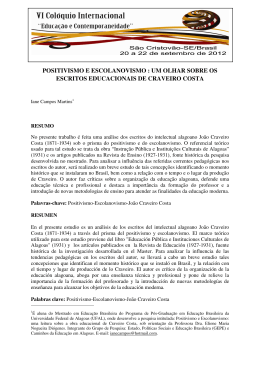 POSITIVISMO E ESCOLANOVISMO : UM OLHAR SOBRE OS