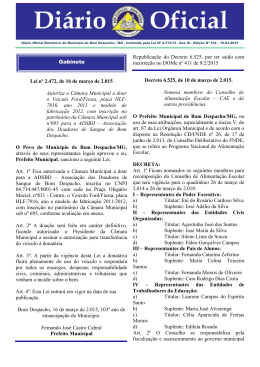 Lei n&ordm; 2.472, de 16 de mar&ccedil;o de 2.015 Autoriza a C&acirc;mara