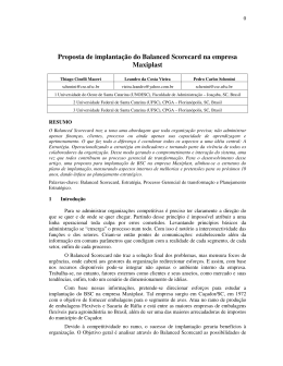 Proposta de implanta&ccedil;&atilde;o do Balanced Scorecard na