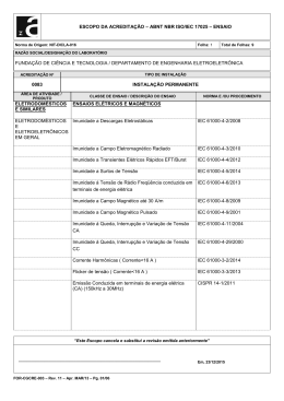 Visualizar Escopo de Acredita&ccedil;&atilde;o deste Laborat&oacute;rio