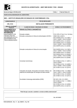 Escopo de Acredita&ccedil;&atilde;o