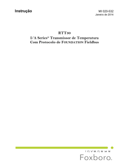 Instru&ccedil;&atilde;o RTT30 I/A Series&reg; Transmissor de