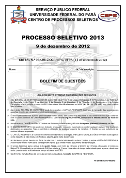 Prova UFPA 2013 - Ceps - Universidade Federal do Par&aacute;