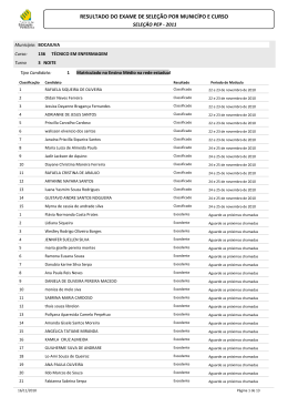 RESULTADO DO EXAME DE SELE&Ccedil;&Atilde;O POR MUNIC&Iacute;PO E CURSO