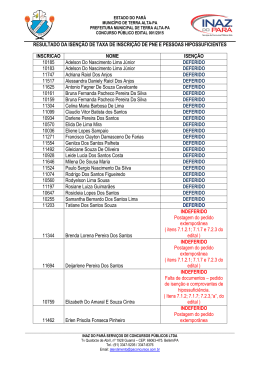 RESULTADO DA ISEN&Ccedil;&Atilde;O DE TAXA DE