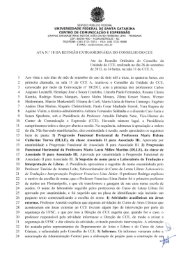 Ata Da Reunião Nº 018/2013 do Conselho da Unidade do CCE