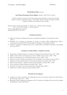Jos&eacute; Pereira Miguel - Instituto Nacional de Sa&uacute;de Dr. Ricardo Jorge