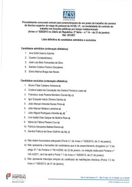 2012/E7 Lista definitiva de candidatos admitidos e excluídos