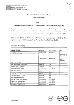 Resultados Provisórios - Instituto Politécnico de Portalegre