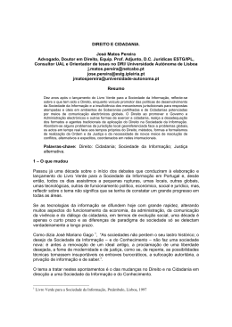 DIREITO E CIDADANIA. Jos&eacute; Matos Pereira Advogado