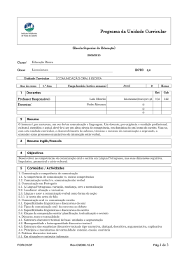Programa da Unidade Curricular