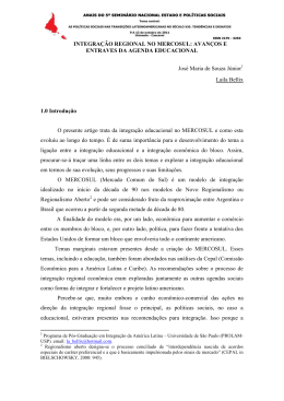 INTEGRA&Ccedil;&Atilde;O REGIONAL NO MERCOSUL: AVAN&Ccedil;OS