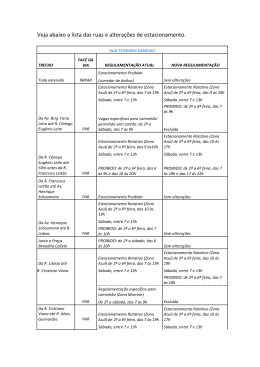 Veja abaixo a lista das ruas e alterações de estacionamento.