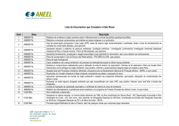 Lista de Documentos que Compõem o Data Room Item Área