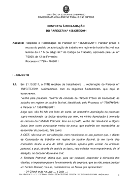 1 RESPOSTA &Agrave; RECLAMA&Ccedil;&Atilde;O DO PARECER N.&ordm; 158/CITE/2011