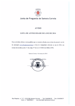 Antiguidade 2014 - Junta de Freguesia de Samora Correia